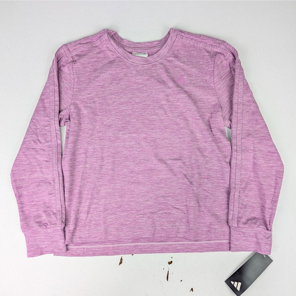 Adidas Girls Medium Purple Melange Long Sleeve Training Tee